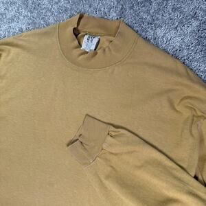 Vintage GAP Shirt Mens XL Olive Brwn Mock Neck Long Sleeve Faded Made in USA 90s